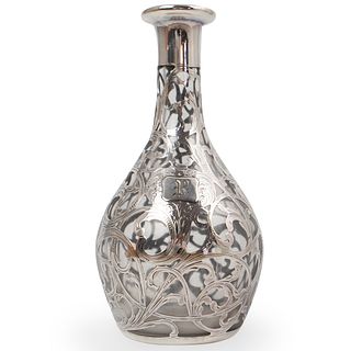 Silver Overlay Glass Bottle