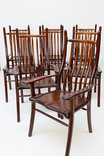 Set of 8 Stephen Swift Honduras Mahogany High-Back Armchairs
