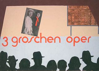 Anonimo<br><br>3 groschen Oper [The three-penny opera] (s.d. But ca. 1930), 40.3x57.5 cm., Collage and original tempera in color on cardboard