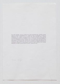 Burgin, Victor<br><br>For each group ... s.l. (Italy), 1971, 29.5x21 cm.