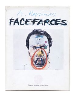 Rainer, Arnulf<br><br>Face Farces Wien - Köln, Galerie Ariadne, 1971, 28x21.5 cm., Editorial binding on canvas, jacket, pp. [112].