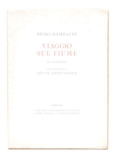 Rambaudi, Piero<br><br>Travel on the river. Six woodcuts. presentation by Giusta Nicco FasolaTorino, Edited by the Piedmontese Center for Modern and C
