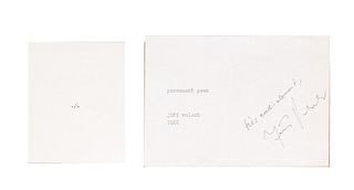 Valoch, Jiri<br><br>Permanent poems.l., Edition edited by the author, 1968, 15.7x11 cm.