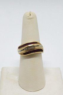 Vintage 14K Yellow Gold Diamond & Ruby Ring