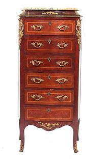 Louis XV Style Marble Top Dresser / Semainier