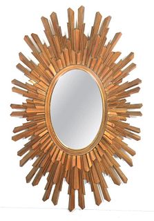 Mid-Century Modern Syroco Wood Sunburst Mirror