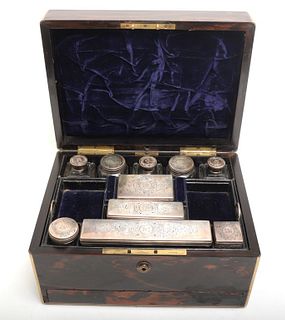 S. Mordan & Co. Travel Vanity, Silver Lidded Jars