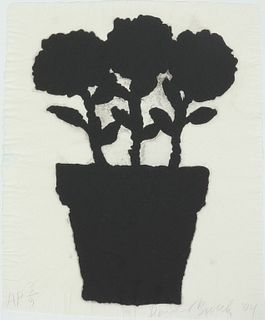 Donald Baechler "Flower Pot" Ink on Paper Print