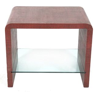 Karl Springer Style Linen Wrapped Waterfall Table