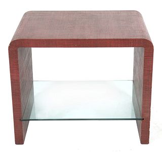 Karl Springer Style Linen Wrapped Waterfall Table