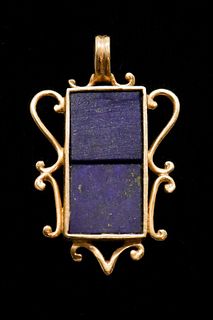 14K Yellow Gold Lapis Lazuli Pendant