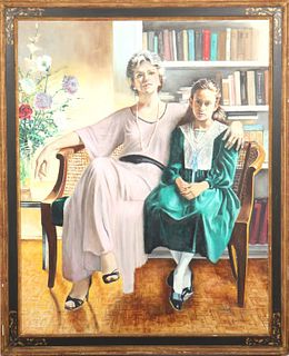 Signed Scanzoni "Mother & Daughter" Oil on Canvas