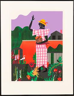 Romare Bearden (1911-1988) Girl in the Garden, 1979, Screenprint in colors,