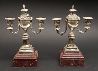 Neoclassical Style Silver-Plate Candelabra, Pair