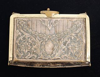 German Silver Coin Purse with Floral Swags