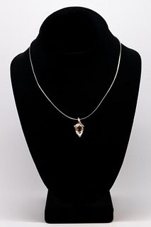 10K Rock Crystal Quartz & Diamond Pendant Necklace