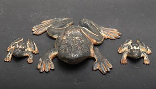 Cast Iron Frog Sculptures, Group of 3