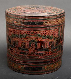 Antique Burmese Lacquered Betel Nut Box