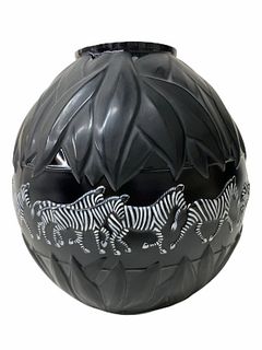 Lalique France Tanzania Zebra Vase