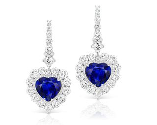 13.09ct Sri Lanka Sapphire & 10.51 Diamond Earring