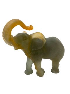 Daum Nancy Pate De Verre Elephant Trunk Up