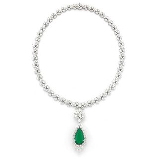 13.82ct Emerald And 31.56ct Diamond Necklace