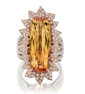14.78ct Imperial Topaz And 1.76ct Diamond Ring