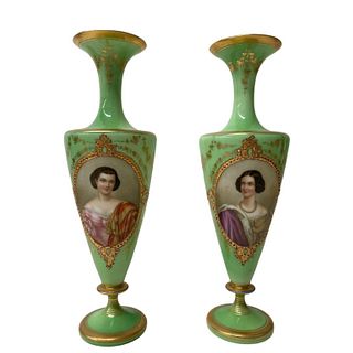 Pair of French Porcelain Gilt Painted Vases