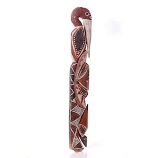 A Sepik River Tribe Carved Wood Totem Post, Papua New Guinea, 20th Century.