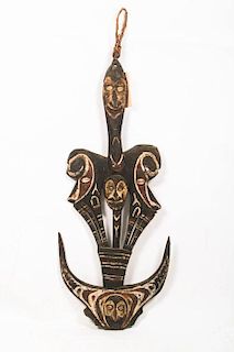 A Sepik River Basin Carved and Painted Wood Suspension Hook, Papua New Guinea, 20th Century,