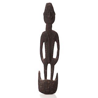 A Sepik River Tribe Carved Wood Suspension Hook, Papua New Guinea, 20th Century,