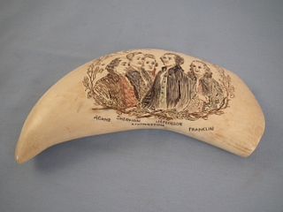 SCRIMSHAW WHALE TOOTH - FAMOUS AMERICANS