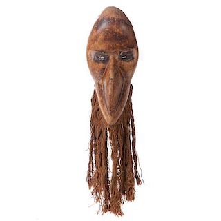 A Guere-Wobe Tribe Carved Wood and Fiber Initiation Mask, Geh, Liberia, 20th Century,