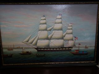 SIGNED CHINA TRADE PAINTING WHAMPOA CLIPPER  