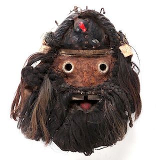 A Guere-Wobe Tribe Carved and Painted Wood War Mask, Ivory Coast, 20th Century,