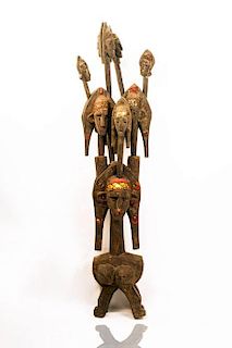 A Carved Wood Bambara Marionette Figure, Mali, 20th Century,