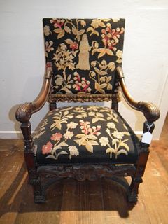 ANTIQUE TAPESTRY ARMCHAIR 