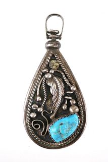 NAVAJO STERLING Turquoise Coral Pendant