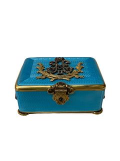 Russian Silver And Enamel Blue Vanity Box