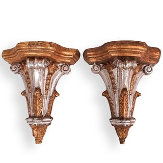 (4 Pc) Two Tone Gilt Plaster Wall Sconces