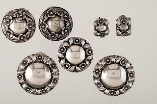 Neils Erik From Silver Floral Repousse Ring, Earrings and Clips 