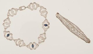 Filigree Bracelet and Bar Pin with Diamonds 