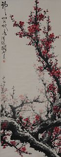 Chinese Painting of Flowering Plums, Guan Shanyue