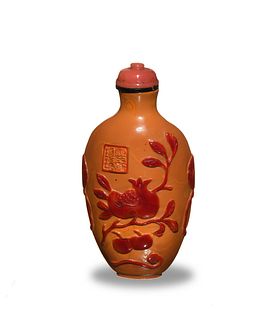Chinese Peking Glass Snuff Bottle with Fruit, 19th Century