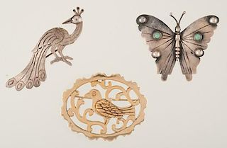 Sterling Brooches with Nature Motifs 