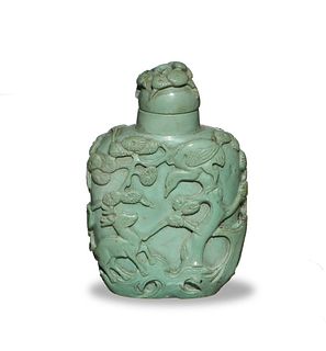 Chinese Carved Turquoise Snuff Bottle, 19th Century
