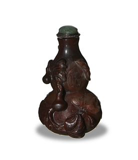 Chinese Carved Stone Hulu-Form Snuff Bottle, 19th Century