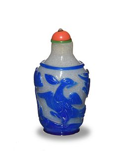 Chinese Peking Glass Snuff Bottle with Dragon, 19th Century