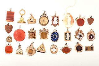 A Large Collection of Vintage Pendants, Fobs and Brooches 