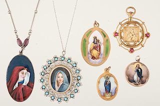 Religious Themed Miniatures and a Medallion 